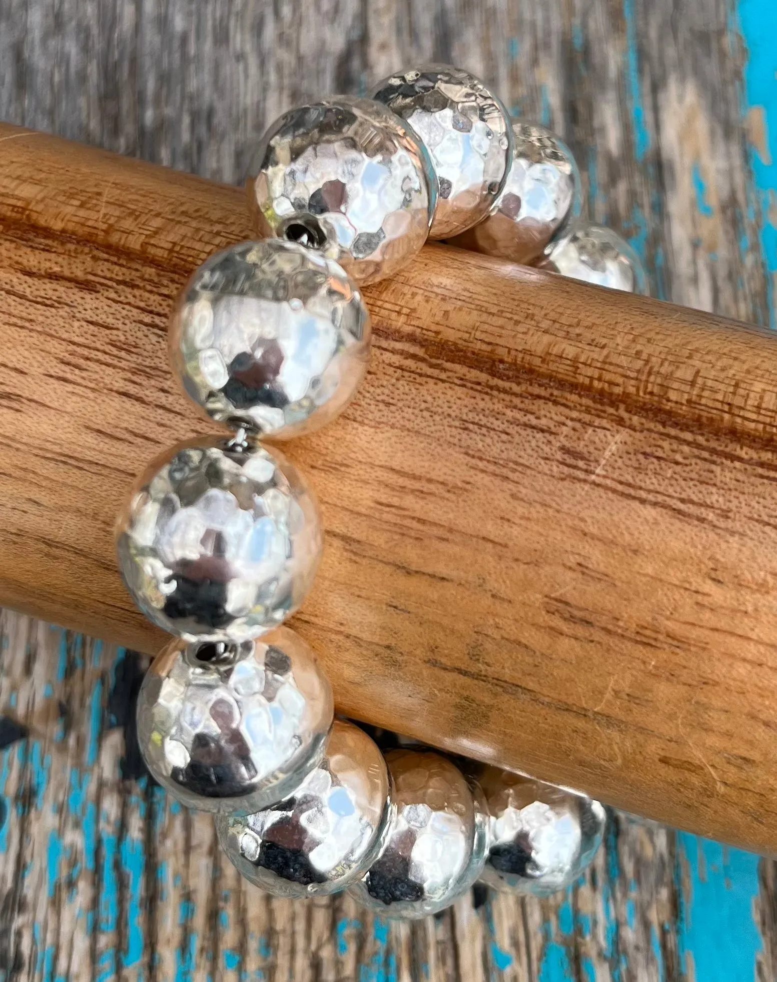 Hammered Sterling Beads Bracelet