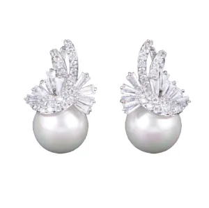 Harlow Pearl and Crystal Stud Earrings