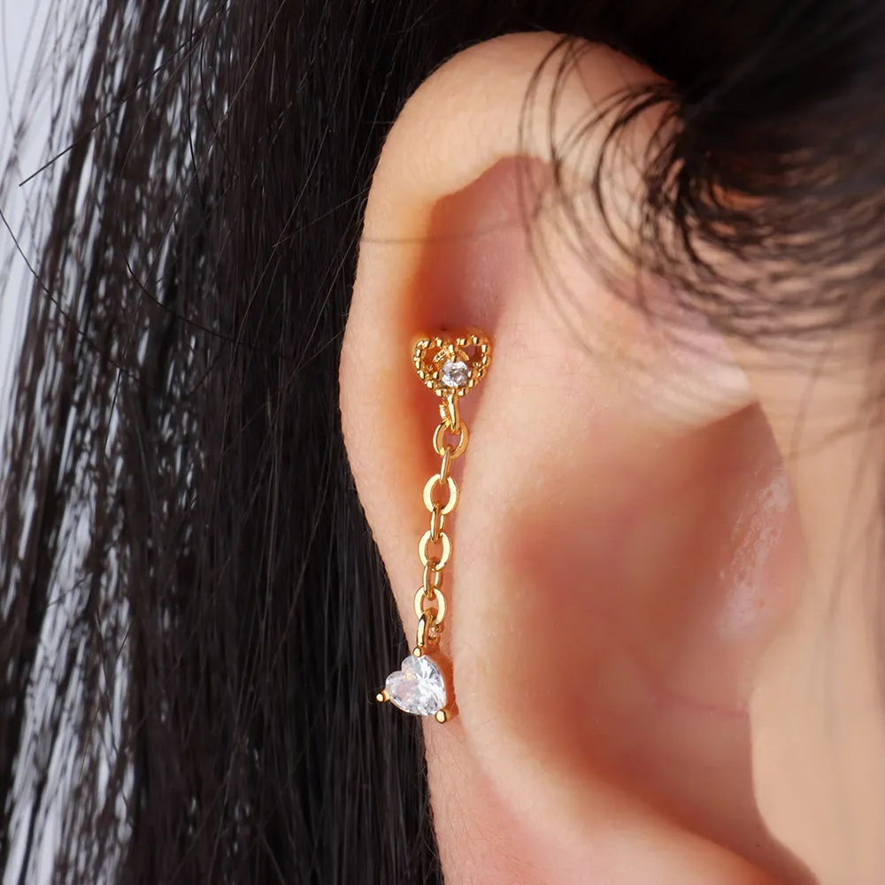 Hearts Chain Earring