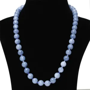 Imeora Hand Knotted Chalcedony 10mm Natural Stone Necklace