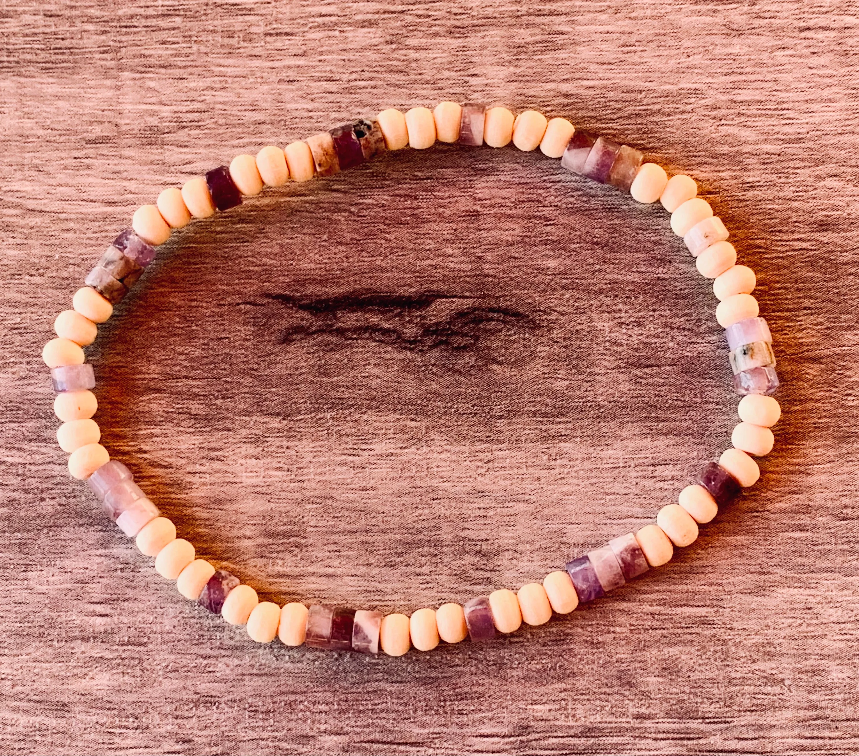 Jodie Handmade Amethyst and Wood Expandable Bracelet