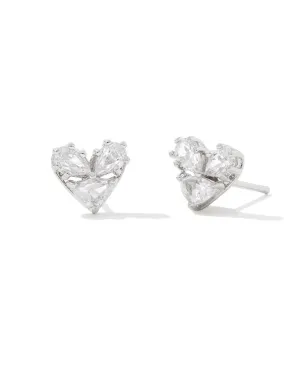 Katy Heart Stud Earrings in Silver