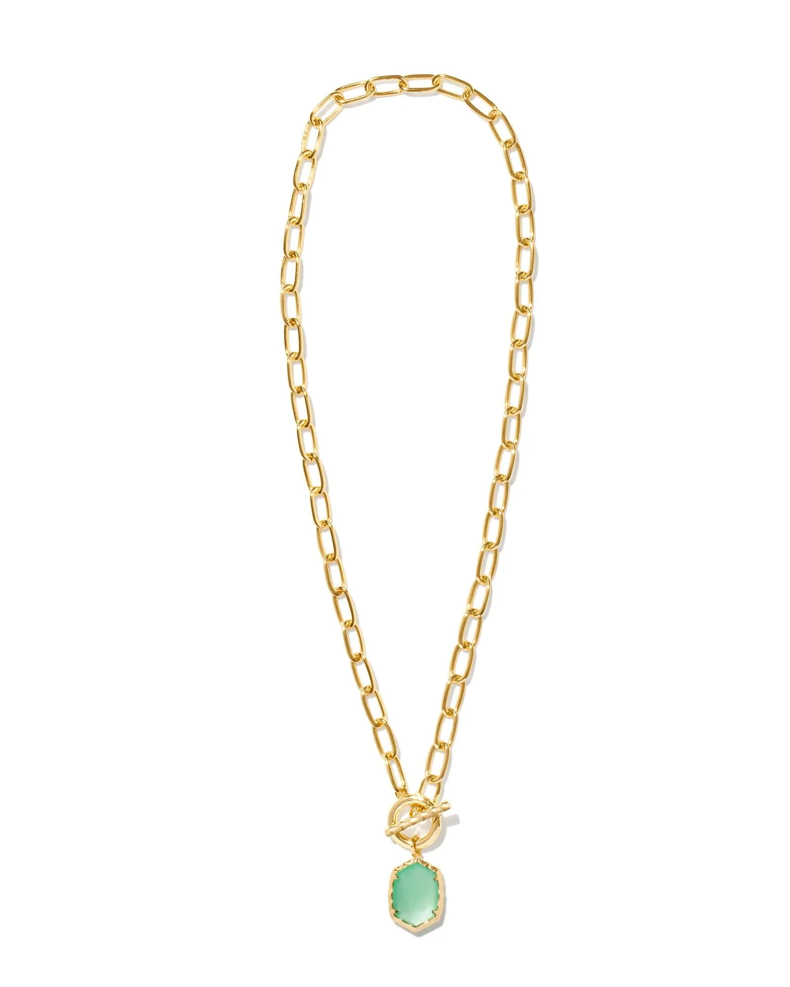 Kendra Scott Daphne Gold Chain Necklace in Light Green Mother of Pearl