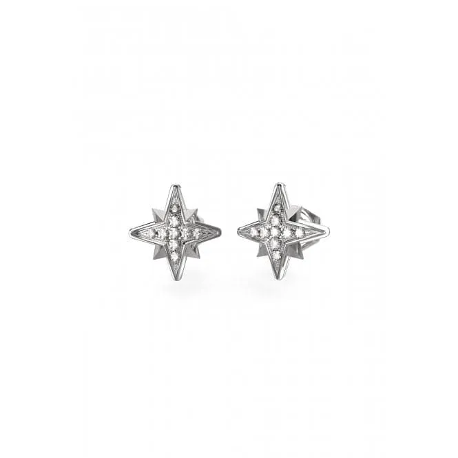 Ladies Guess In The Sky Silver Crystal Earrings UBE03331RH