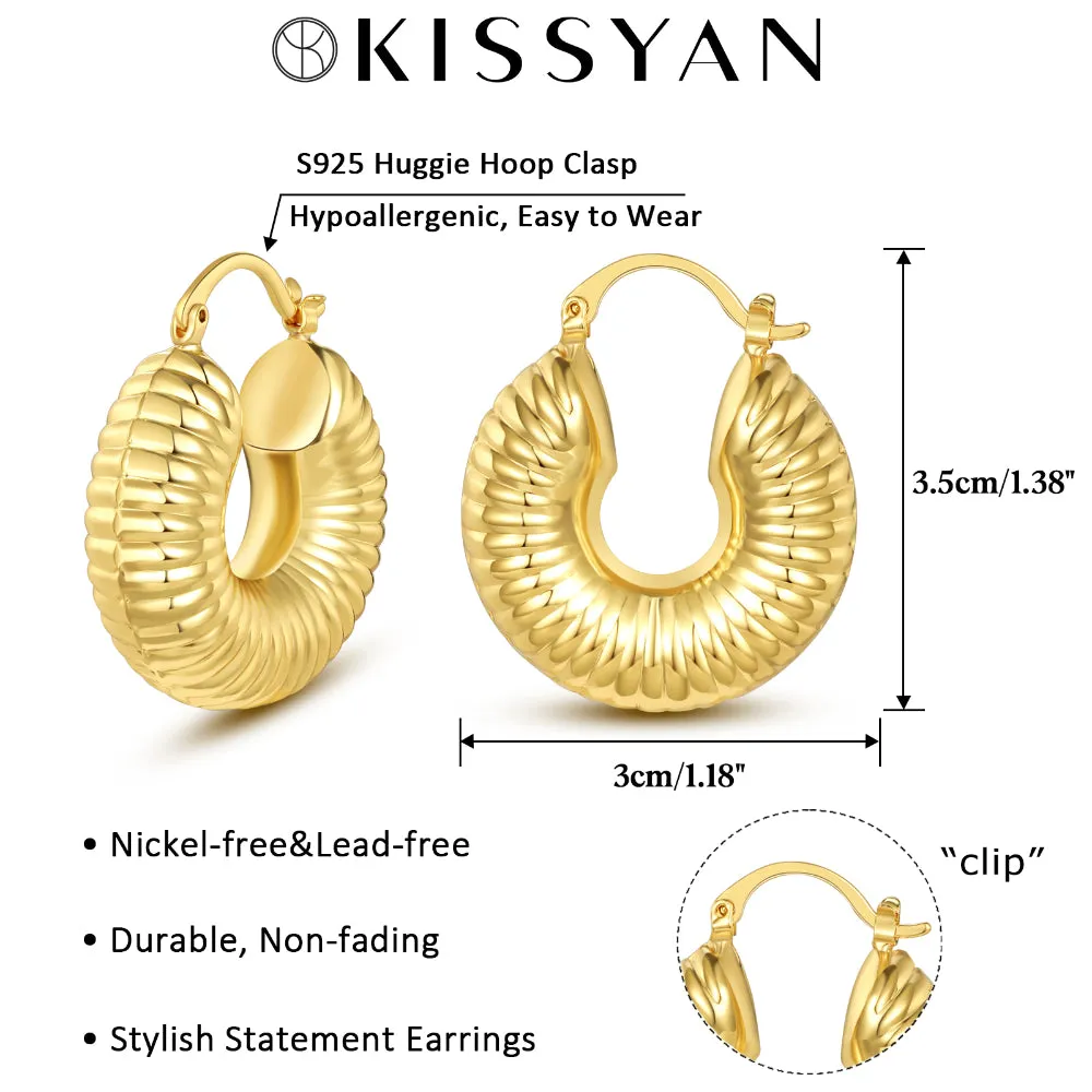 Large Croissant Hoop Earrings 14K Gold