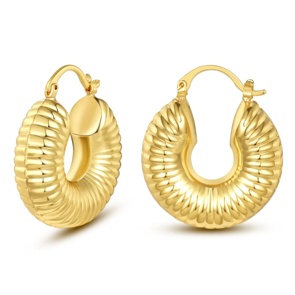 Large Croissant Hoop Earrings 14K Gold