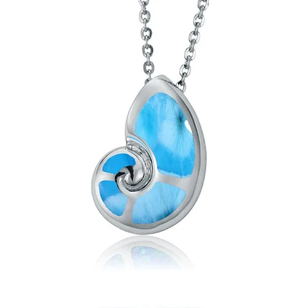 Larimar Liilii Nautilus Shell Pendant