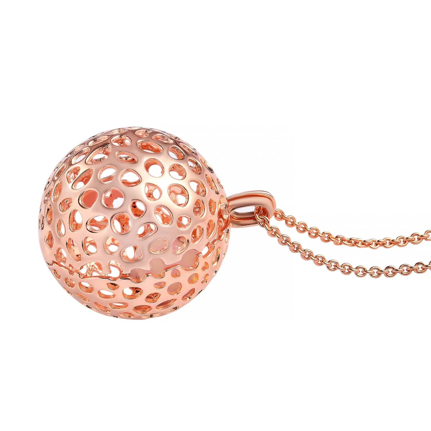 Lattice Globe Necklace with Rose Quartz