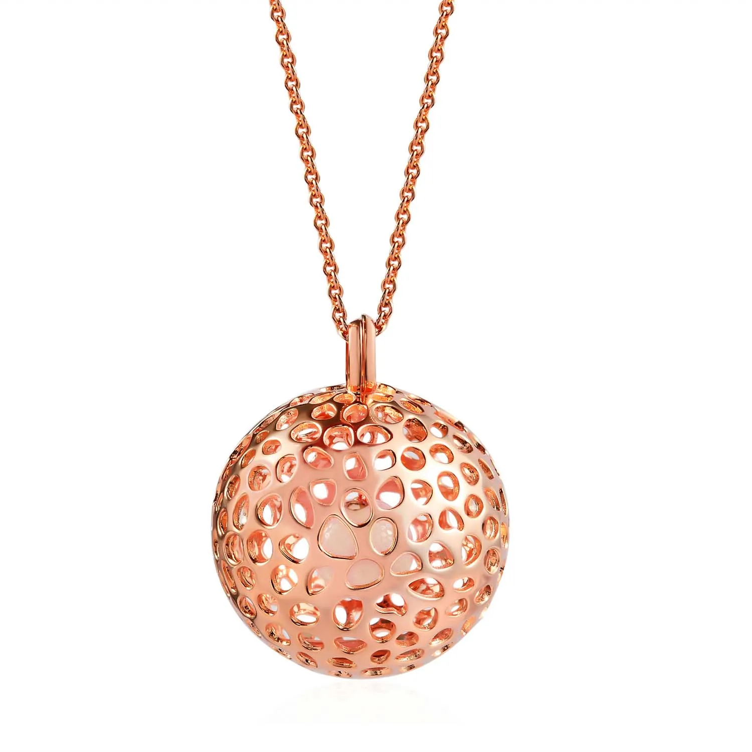 Lattice Globe Necklace with Rose Quartz