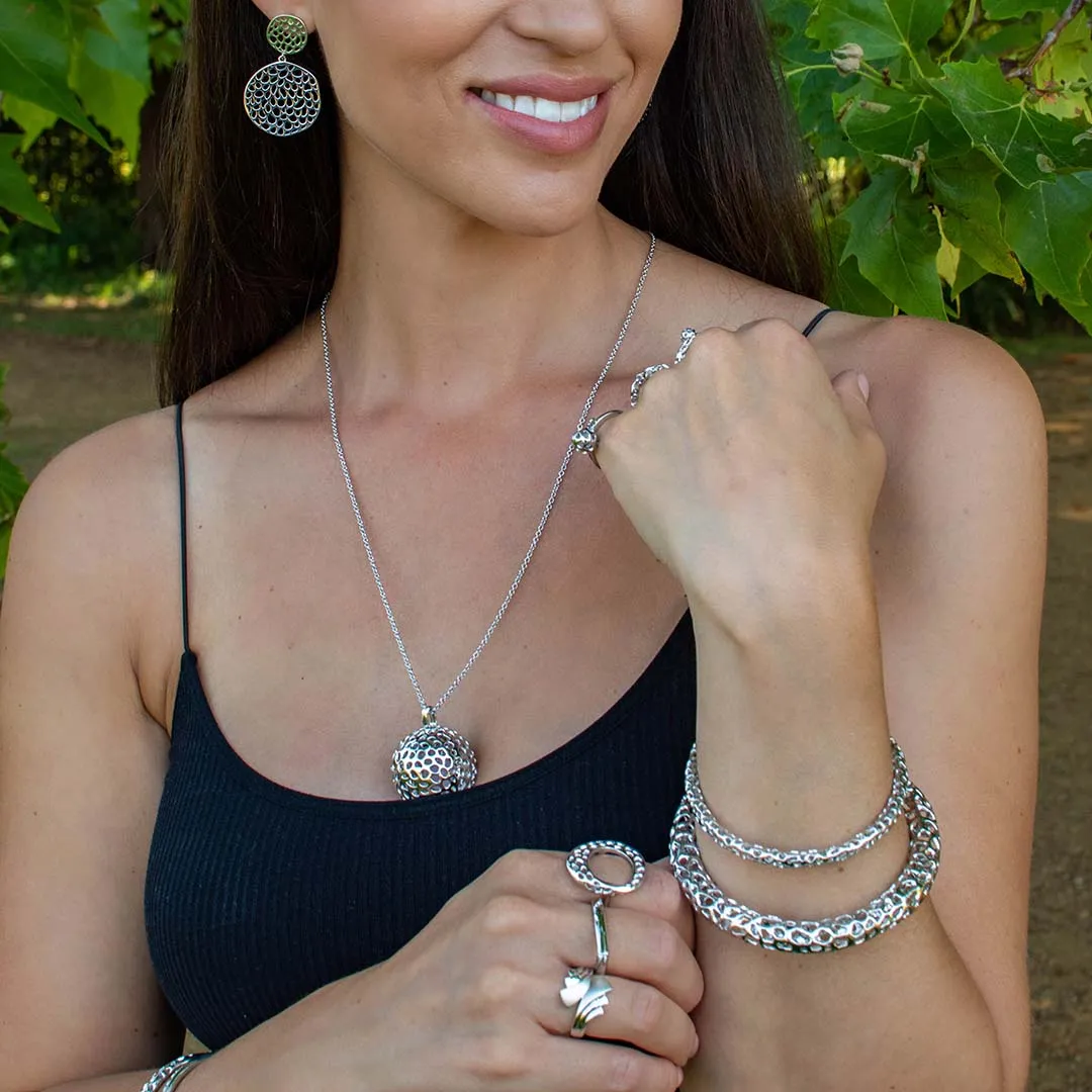 Lattice Globe Necklace with Rose Quartz