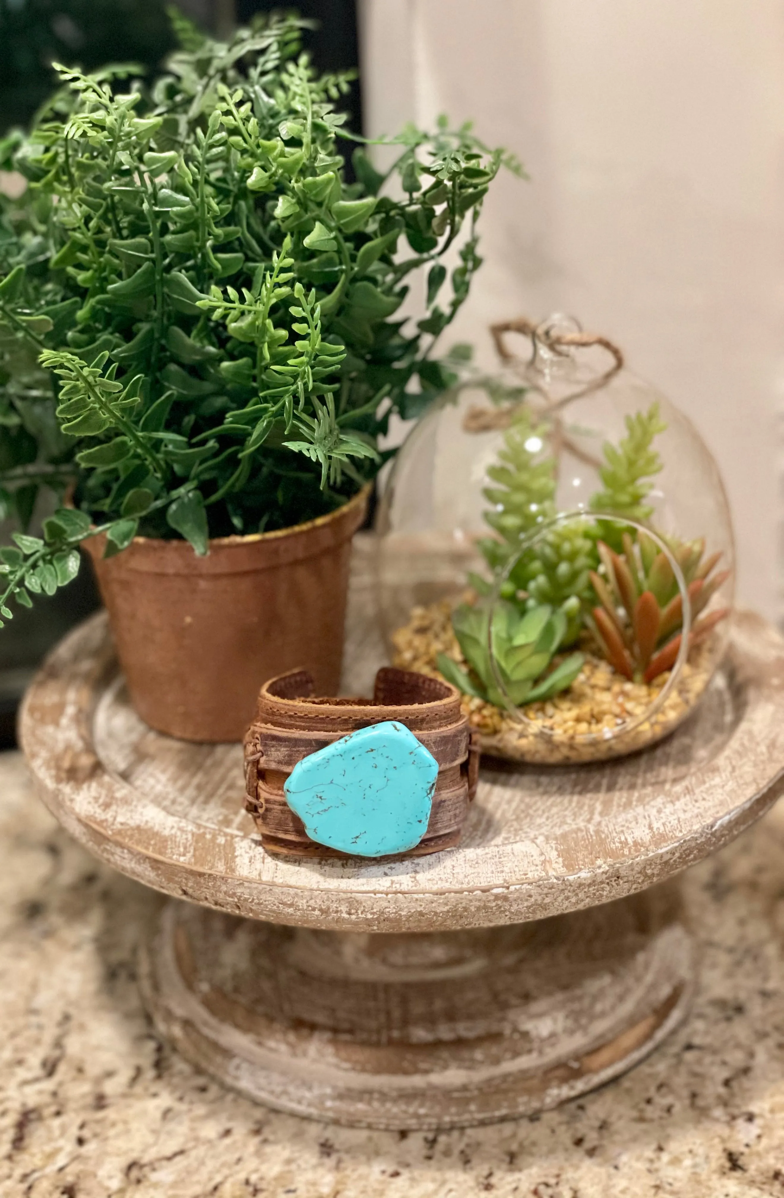 Leather & Turquoise Cuff