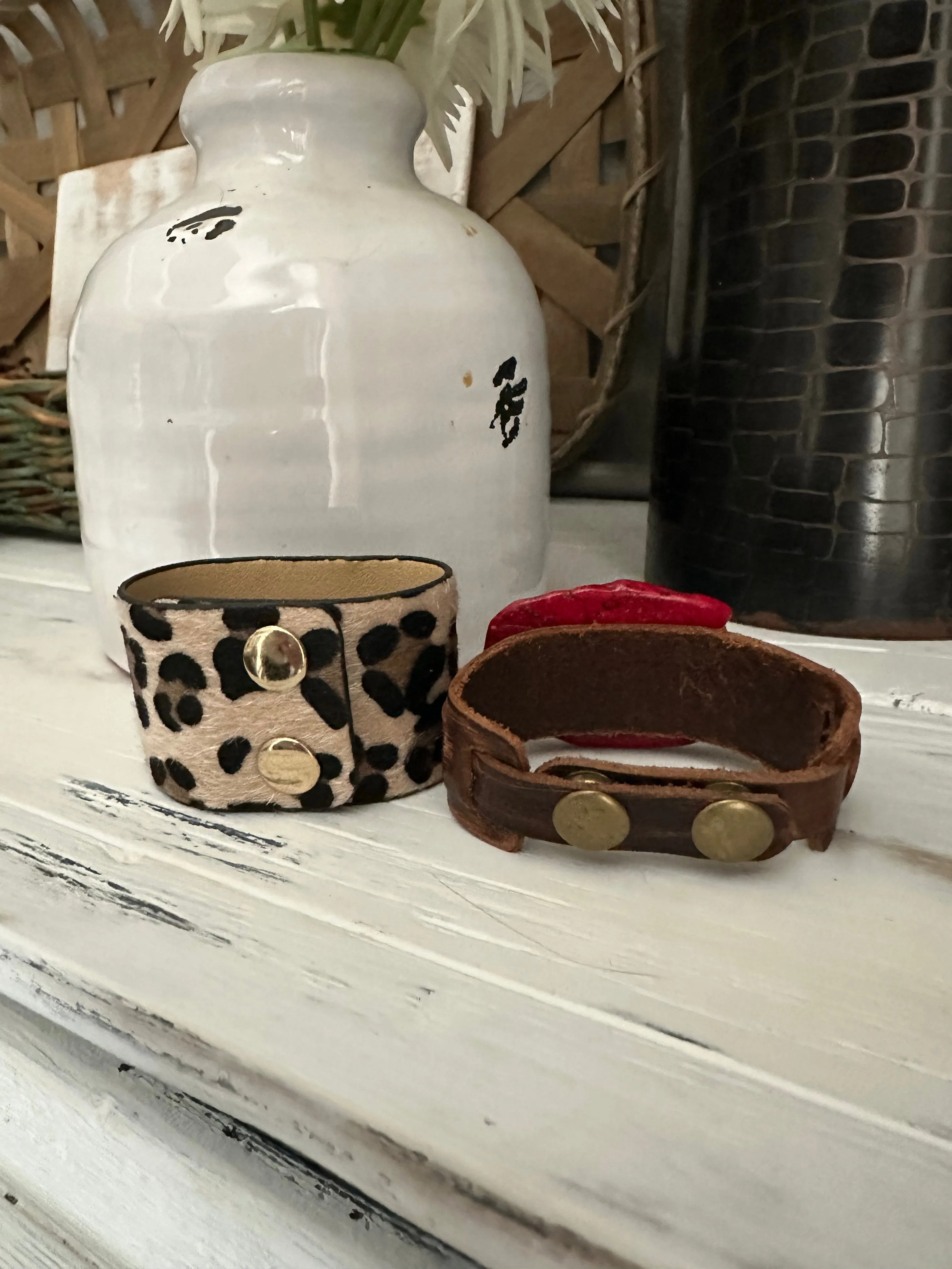 Leather & Turquoise Cuff