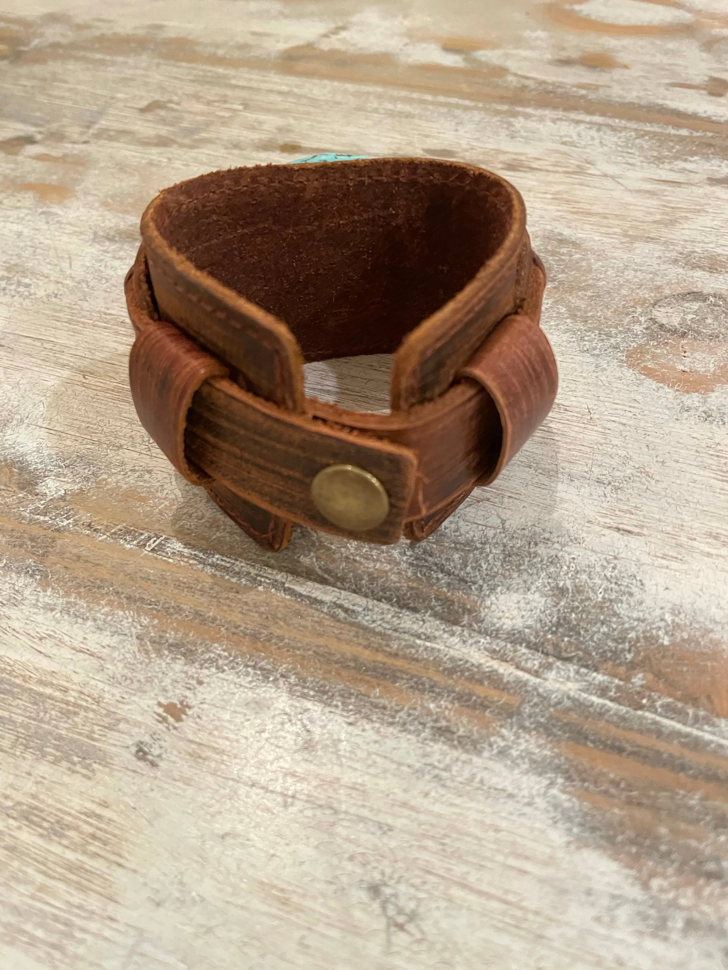 Leather & Turquoise Cuff