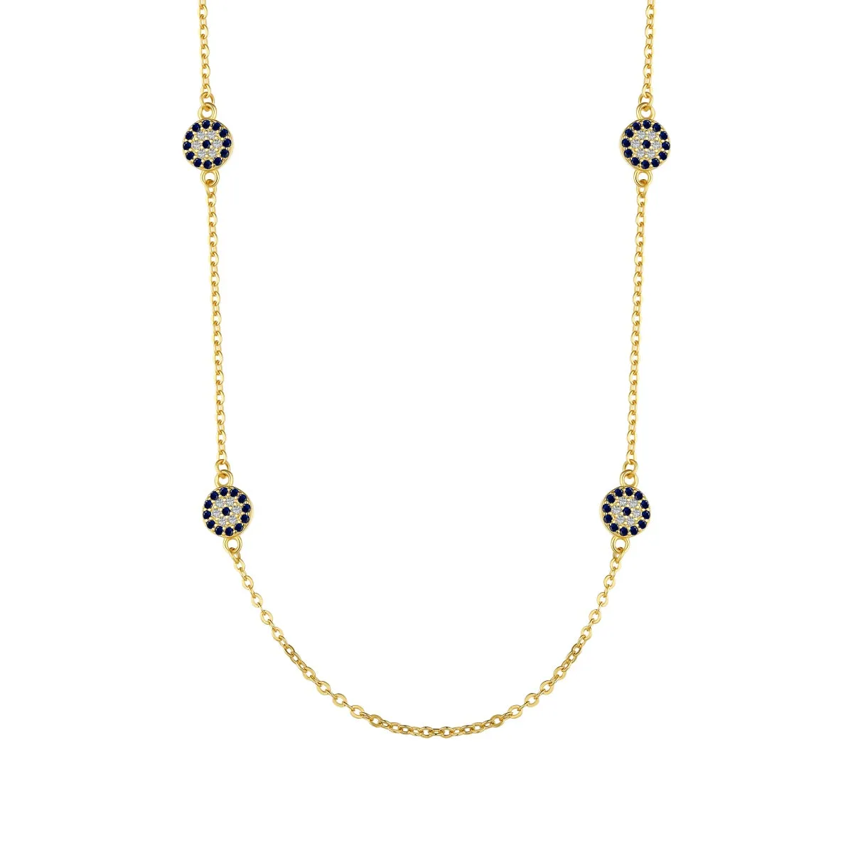 Lola Quartet Disc Evil Eye Necklace - Gold