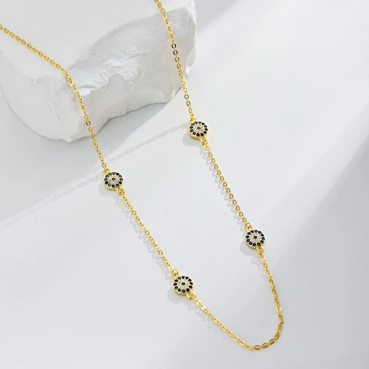 Lola Quartet Disc Evil Eye Necklace - Gold