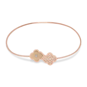 LUCE COLOUR - NECKLACE FLEX SEMI PAVE ROSE GOLD PAVE & 1 DIAMOND