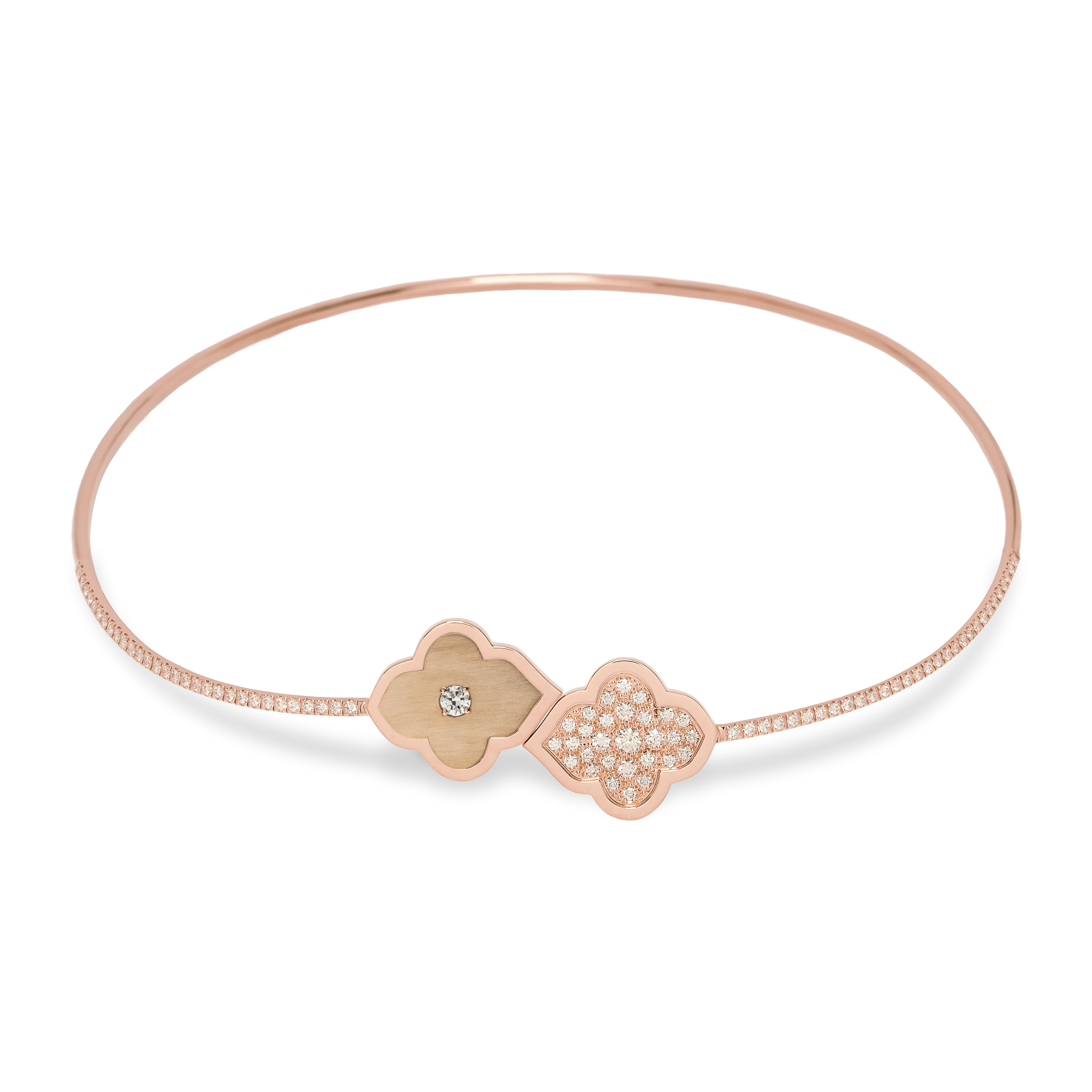 LUCE COLOUR - NECKLACE FLEX SEMI PAVE ROSE GOLD PAVE & 1 DIAMOND