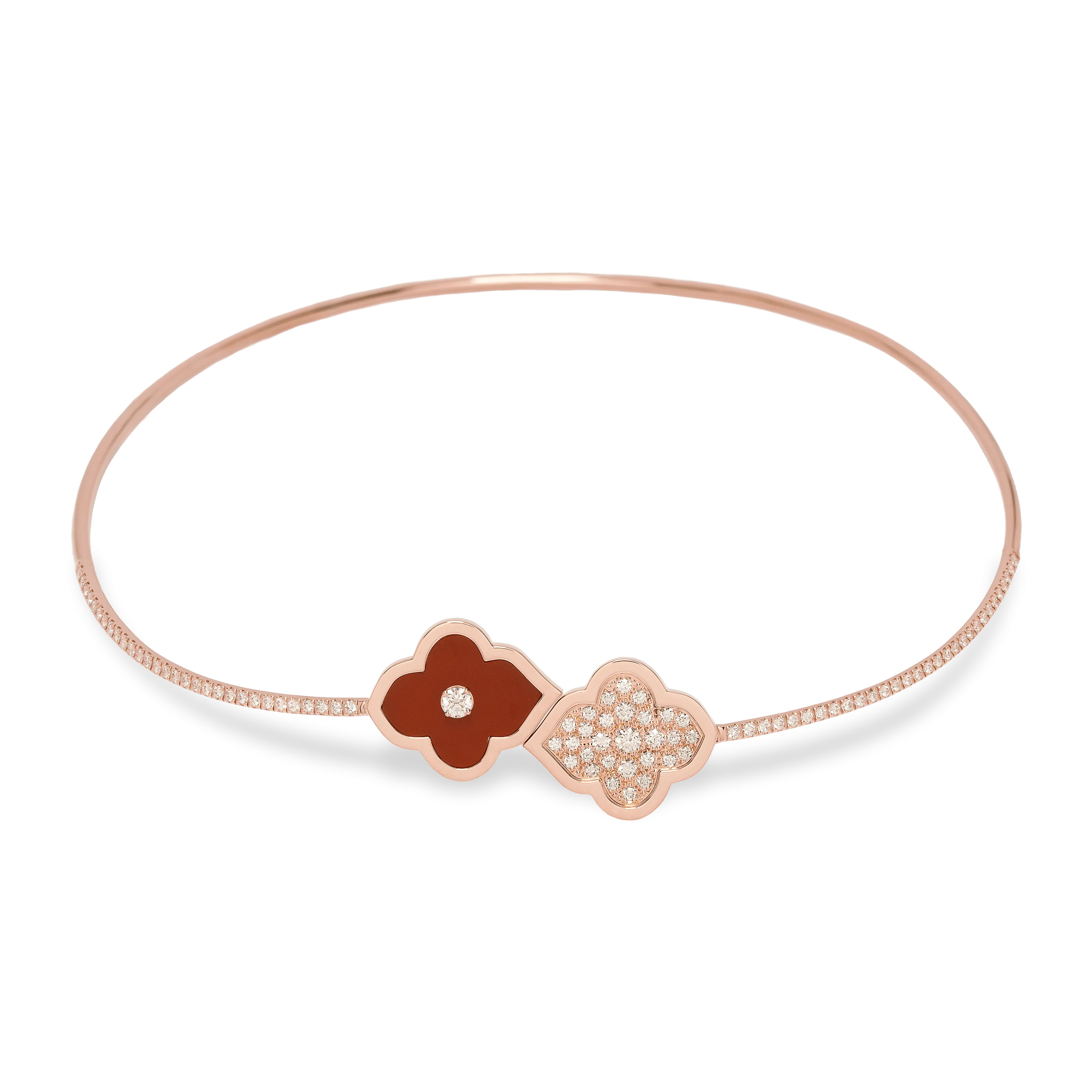 LUCE COLOUR - NECKLACE FLEX SEMI PAVE ROSE GOLD PAVE CORNELIAN & 1 DIAMOND