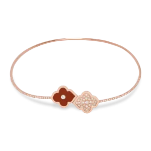 LUCE COLOUR - NECKLACE FLEX SEMI PAVE ROSE GOLD PAVE CORNELIAN & 1 DIAMOND