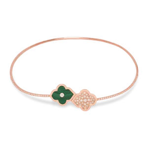 LUCE COLOUR - NECKLACE FLEX SEMI PAVE ROSE GOLD PAVE MALACHITE & 1 DIAMOND