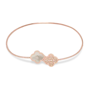 LUCE COLOUR - NECKLACE FLEX SEMI PAVE ROSE GOLD PAVE MOTHER OF PEARL & 1 DIAMOND