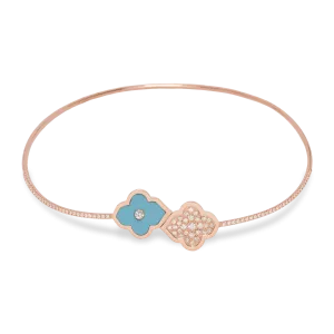 LUCE COLOUR - NECKLACE FLEX SEMI PAVE ROSE GOLD PAVE TURQUOISE & 1 DIAMOND