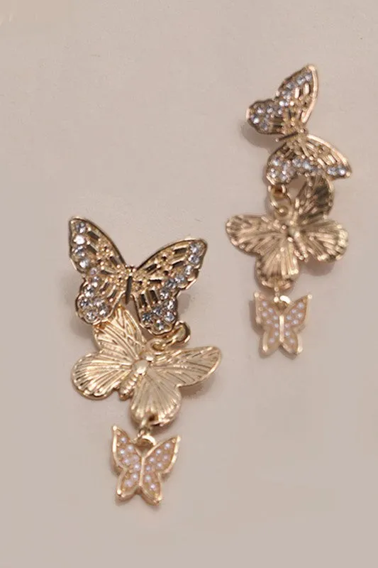 Make No Mistake Tiered Butterfly Earrings