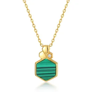 Malachite Necklace  Womens with 10k Gold Vermeil