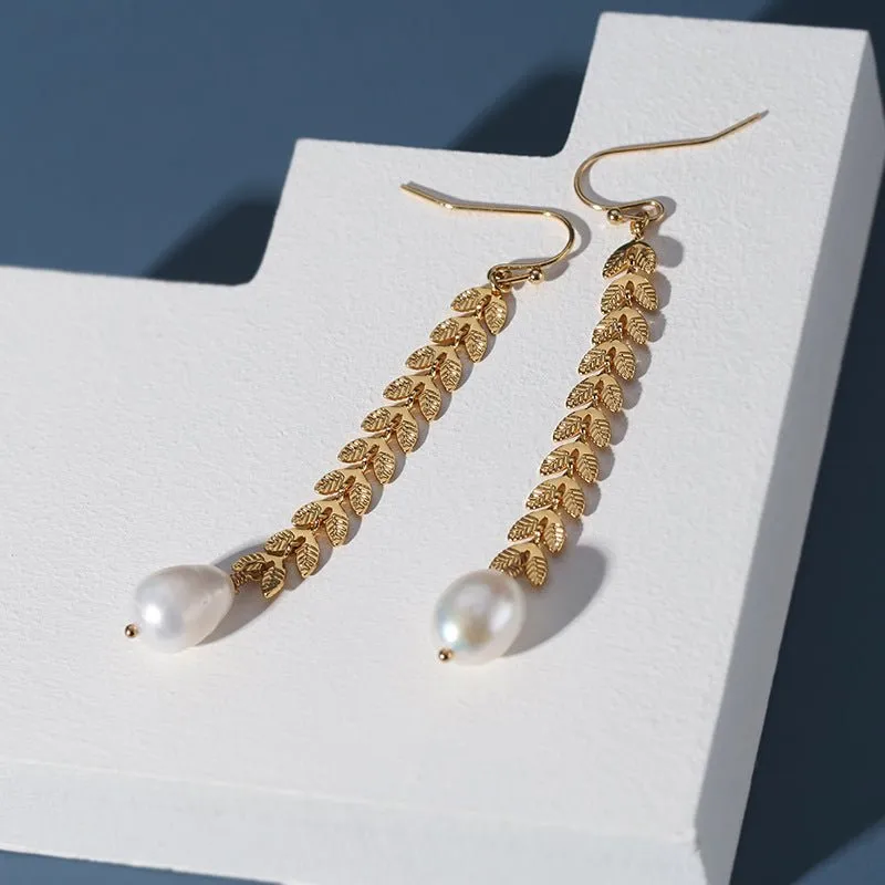 Maple Leaf Pearl Drop Earrings