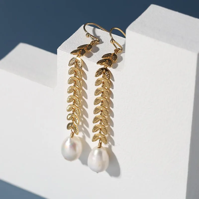 Maple Leaf Pearl Drop Earrings