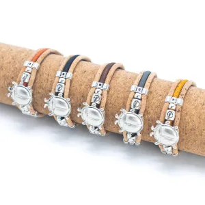 Natural cork with beetle accessories handmade bracelet BR-300-MIX-5