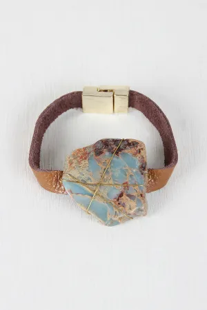 Natural Elements Stone And Leather Bracelet