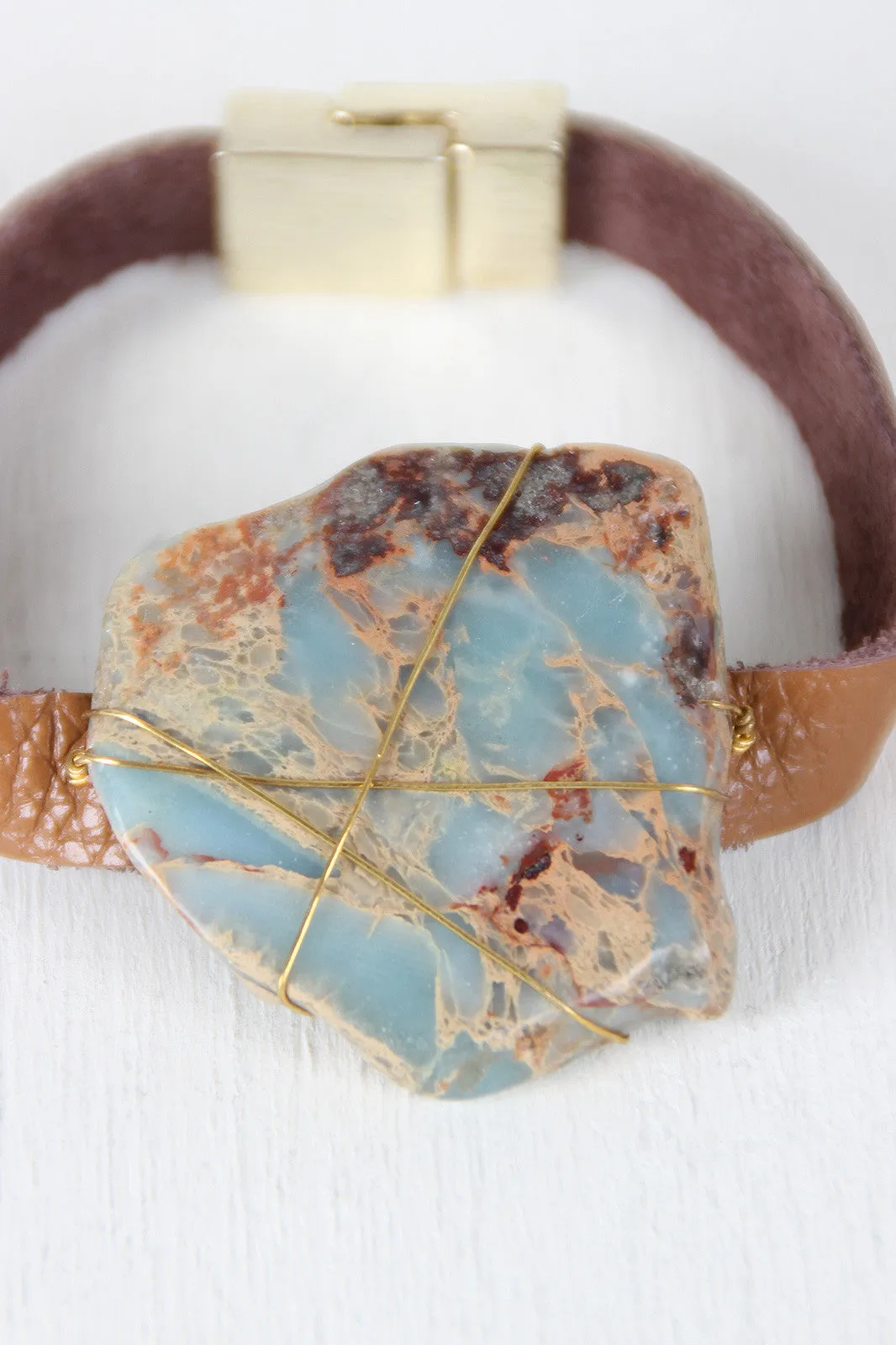 Natural Elements Stone And Leather Bracelet