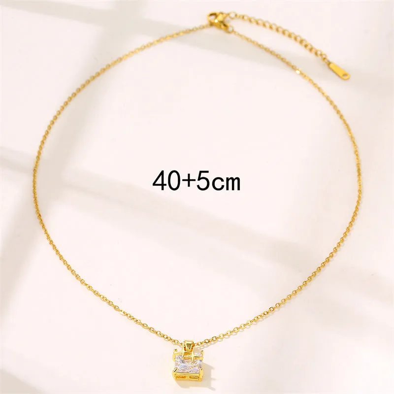 Natural Quadrilateral Geometric Stainless Steel Electroplating Necklaces