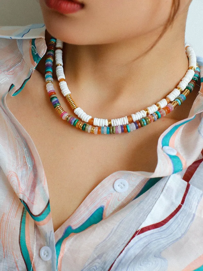 Natural Stone Colorful Beaded Necklace