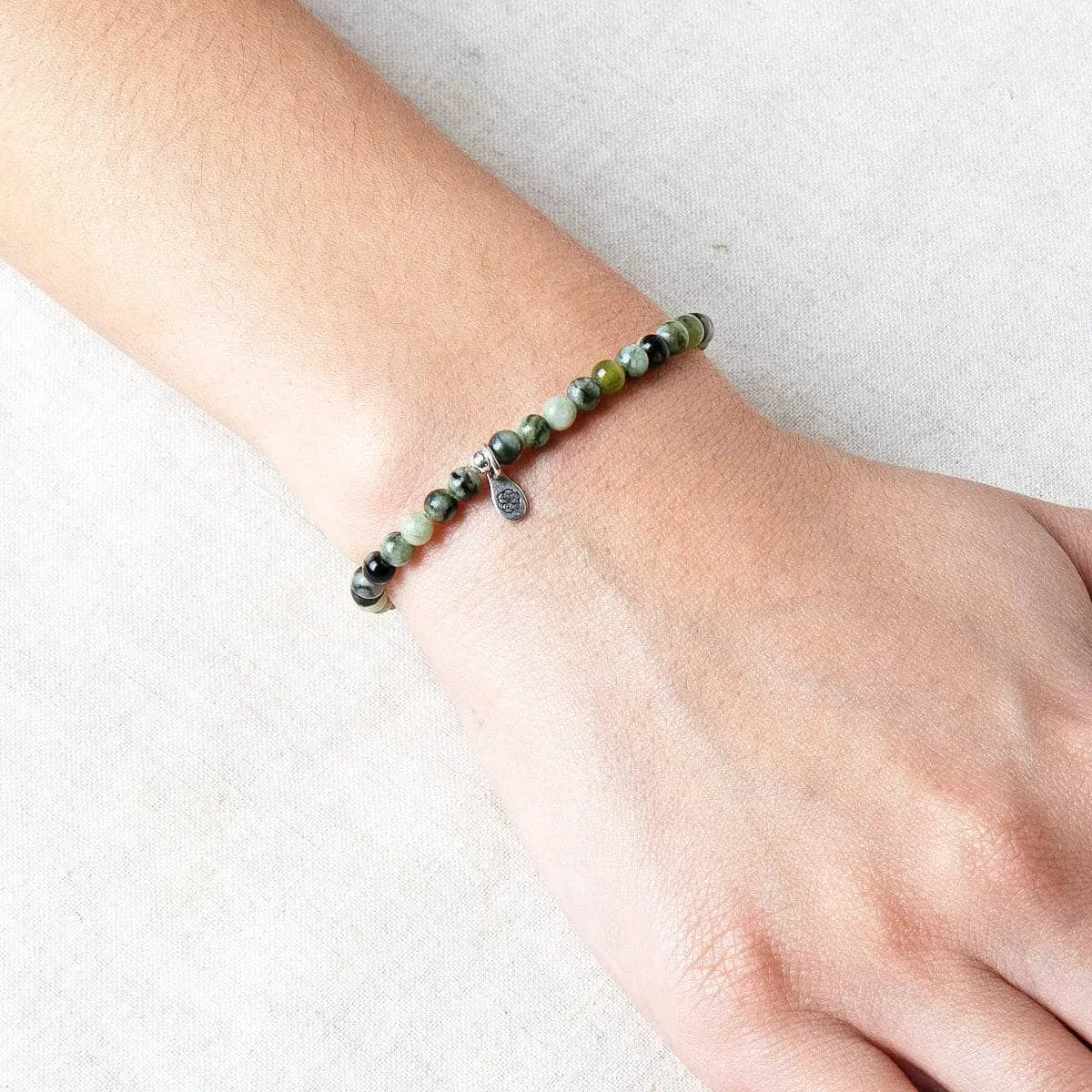 Natural Vine Flower Xiuyu Jade Energy Bracelet by Tiny Rituals