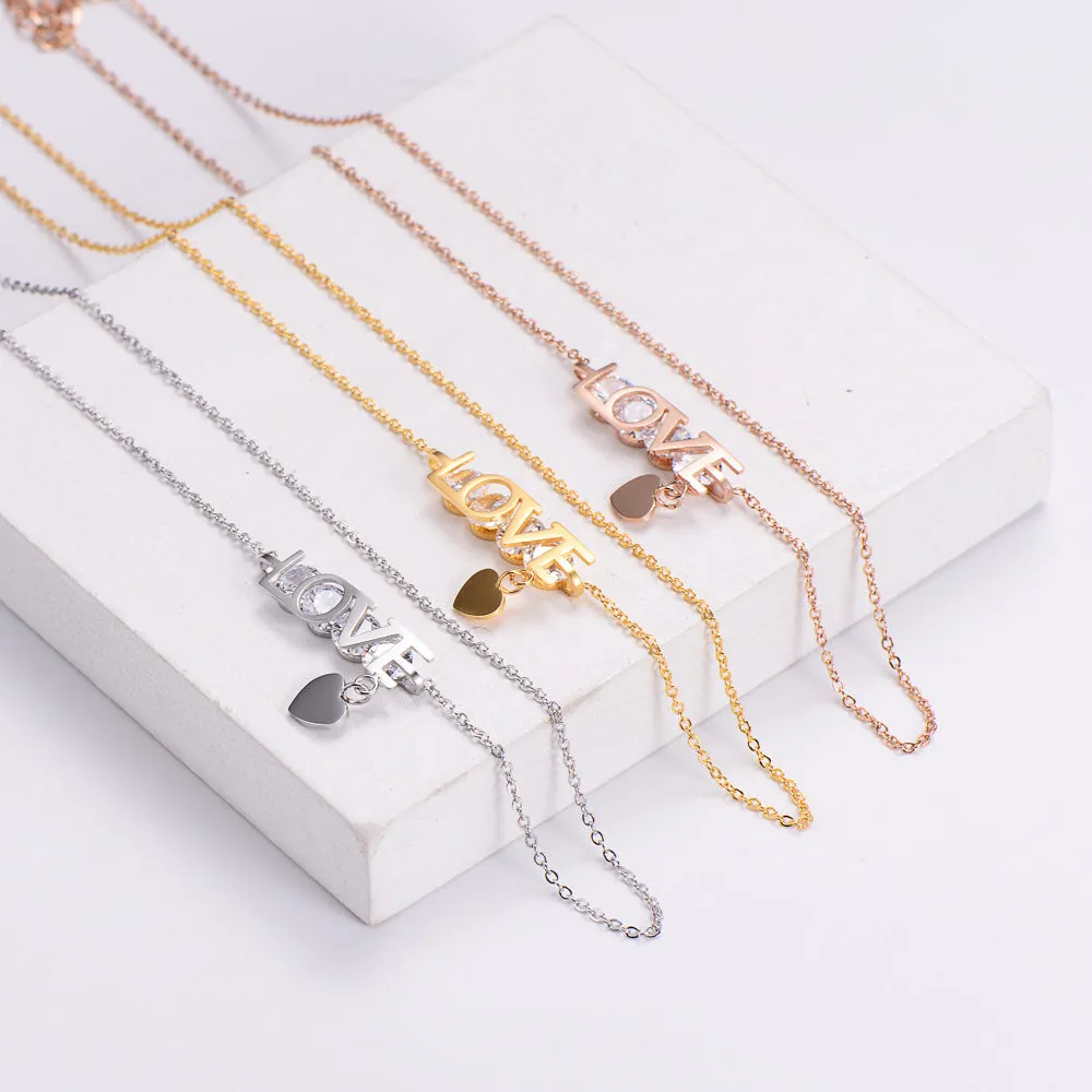 Natural Women Metal Heart Titanium Steel Necklaces