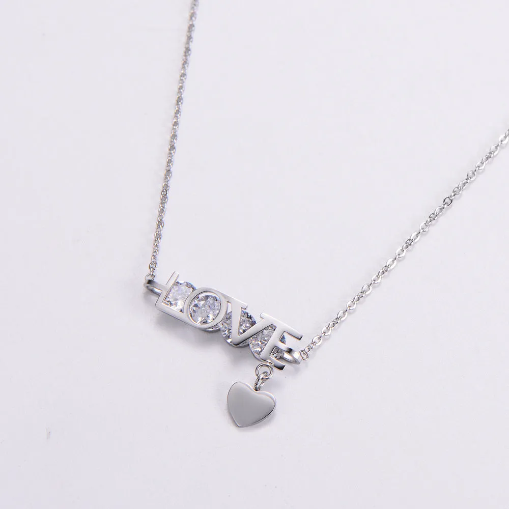 Natural Women Metal Heart Titanium Steel Necklaces