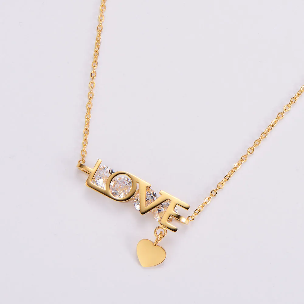 Natural Women Metal Heart Titanium Steel Necklaces