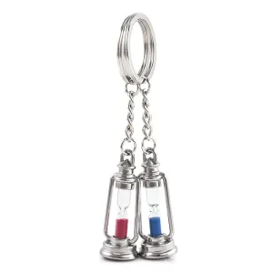 New Style Fashion Lamp Shiape Time Hourglass Pendant Silver Keychain Ring Chain Men Child Charm Gift