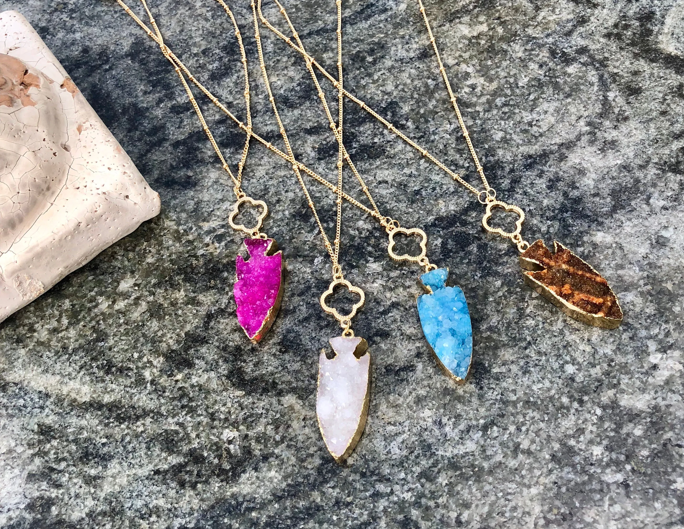 Niko Druzy Arrowhead Pendant Necklaces