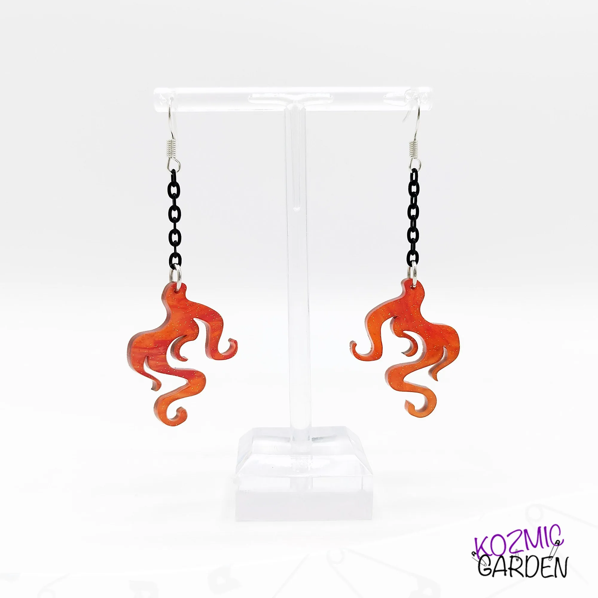 Orange Magic Flame Earrings | Fantasy Jewelry