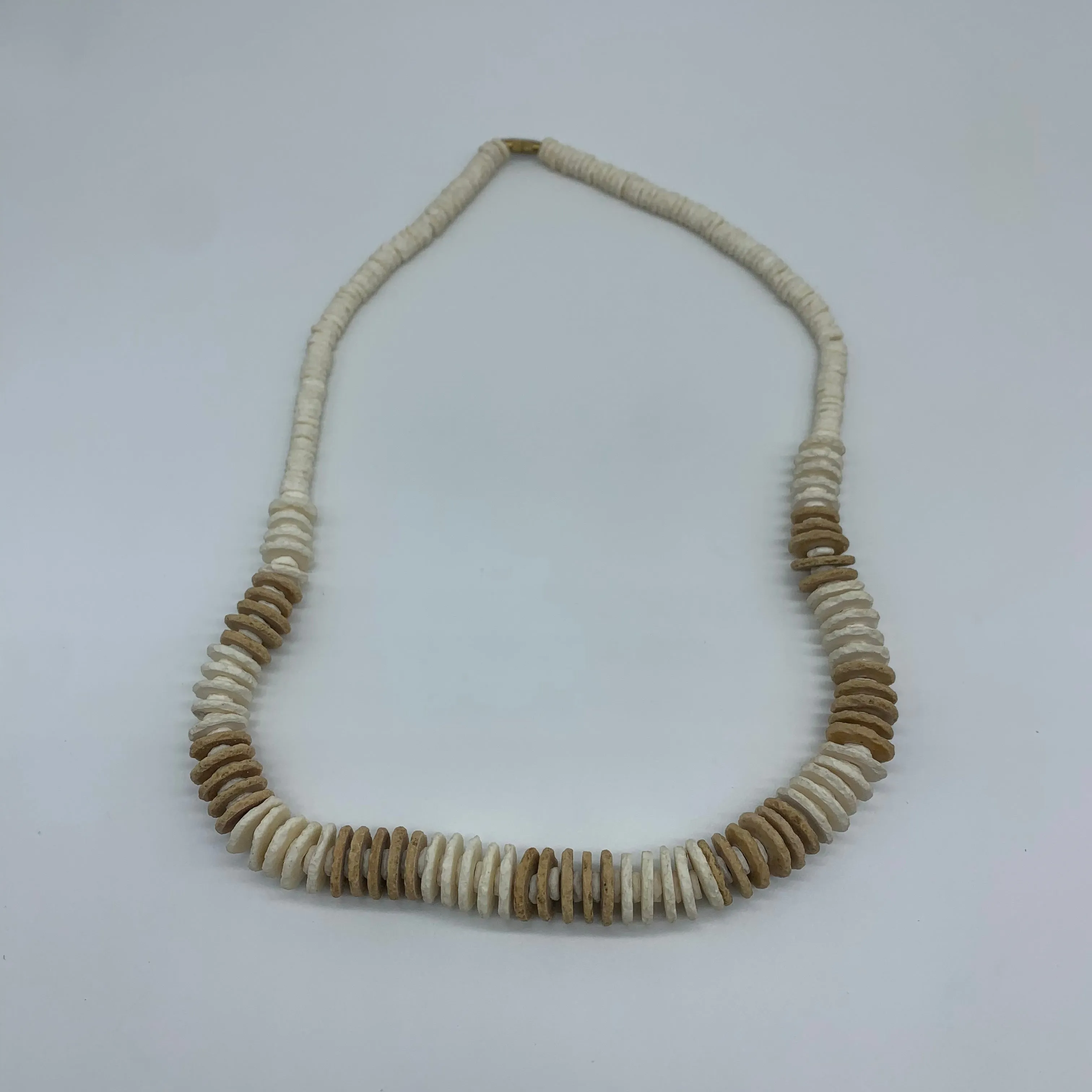 Ostrich Egg Shells Necklace- Natural 2 Toned Mena