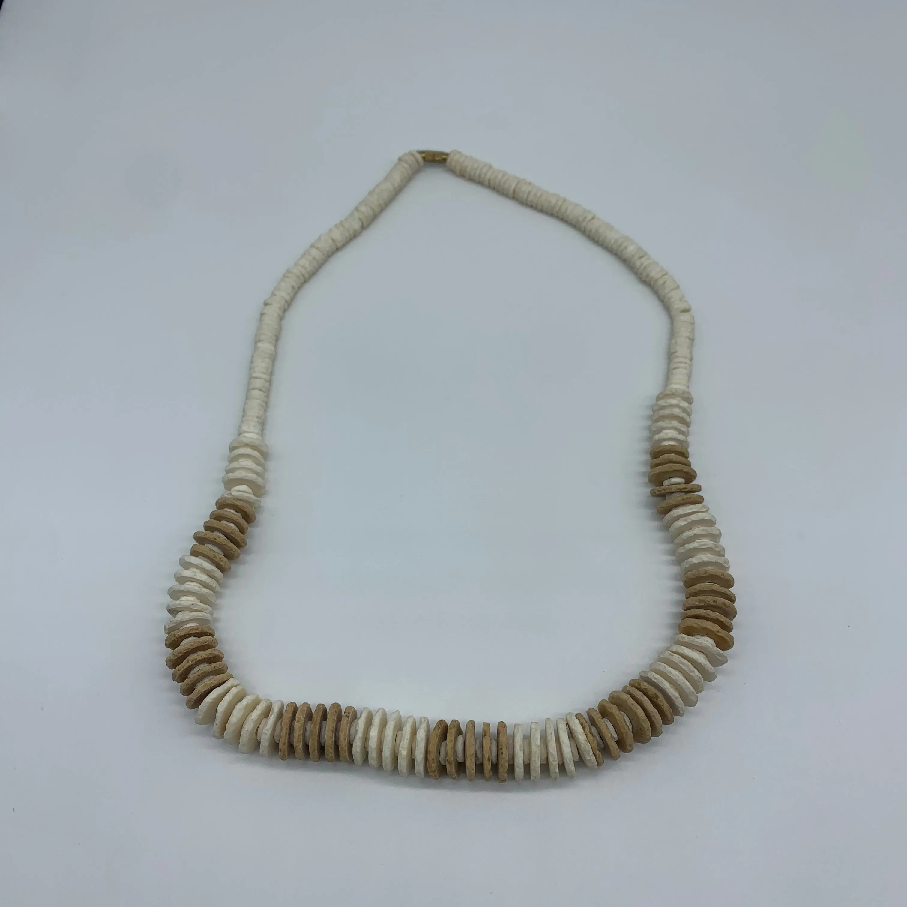 Ostrich Egg Shells Necklace- Natural 2 Toned Mena