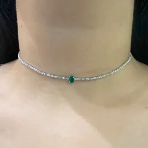 Oval Emerald Diamond Tennis Choker