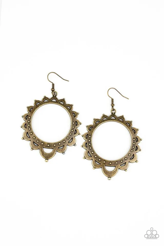 Paparazzi Earring ~ Casually Capricious - Brass