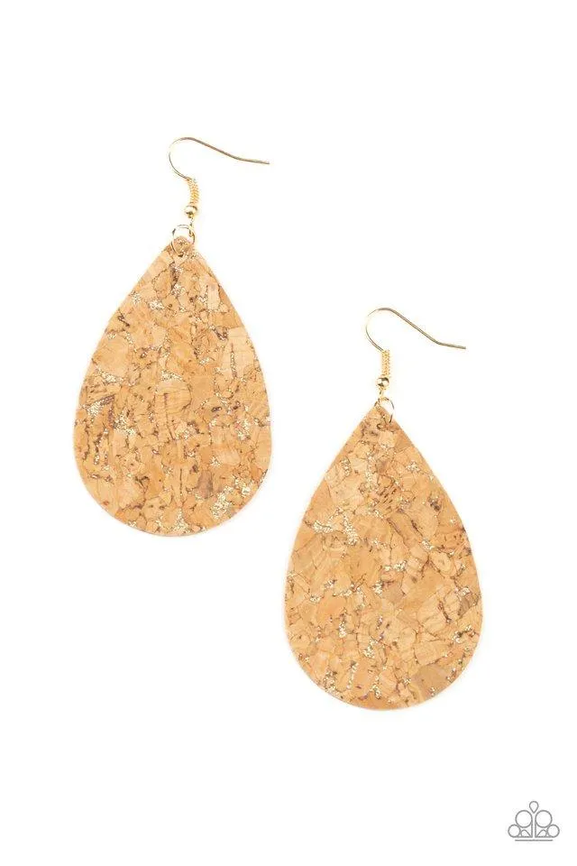 Paparazzi Earring ~ CORK It Over - Gold