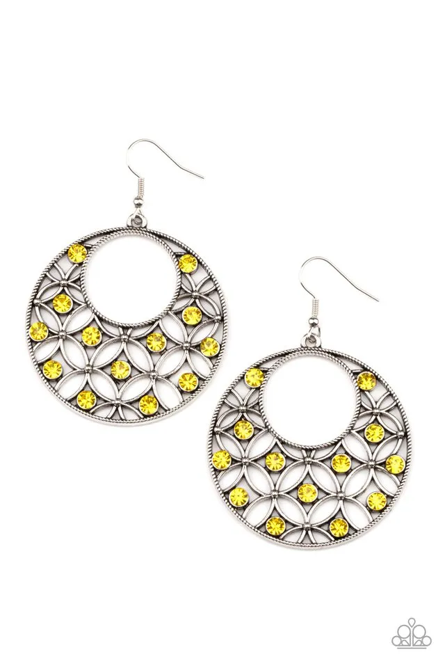 Paparazzi Earring ~ Garden Garnish - Yellow