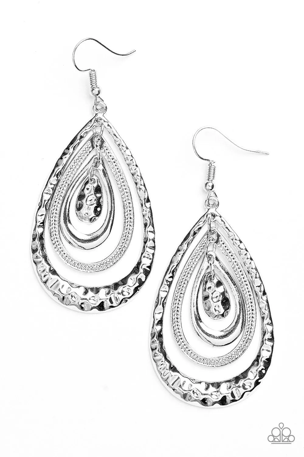 Paparazzi Earring ~ Metallic Monsoon - Silver