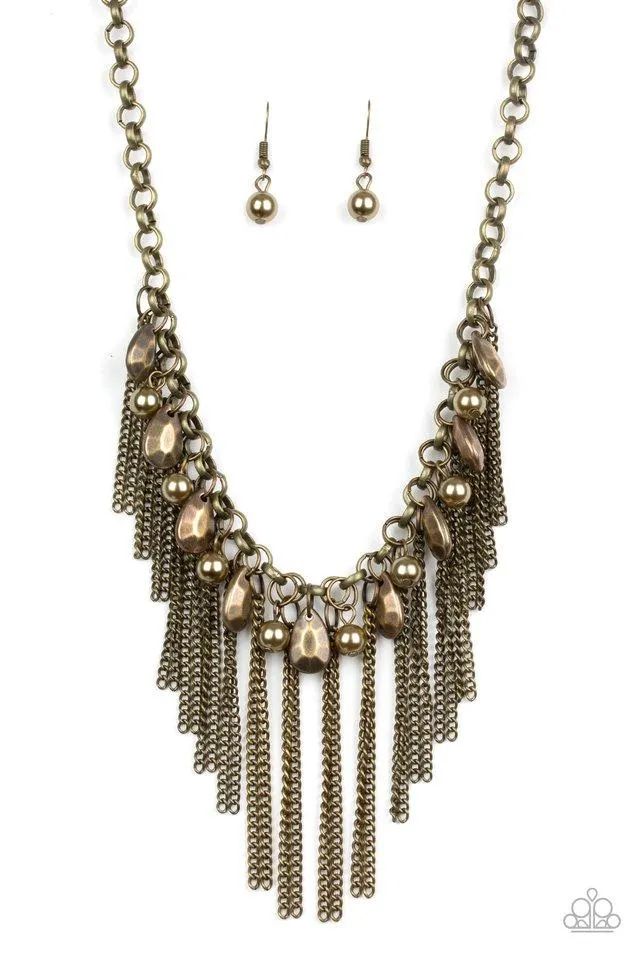 Paparazzi Necklace ~ Industrial Intensity - Brass